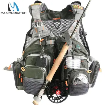 Maximumcatch Сетчатый Жилет для Ловли Нахлыстом, Рыболовный рюкзак с Многофункциональными Карманами, Жилет для рыбалки