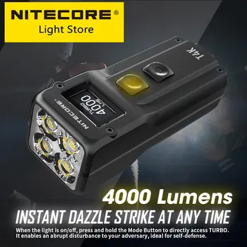 NITECORE T4K брелок фонарик 4000 люмен ручной портативный супер яркий USB-C зарядка аварийный edc ключ лампа с батареей