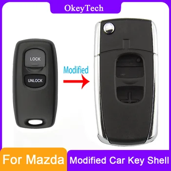 OkeyTech Складной Сменный Чехол Для Дистанционного ключа Автомобиля Mazda 2 3 6 323 626 Брелок Пустой Обновленный Чехол Для Ключей Режиссерское Лезвие 2 Кнопки