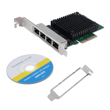 PCIE X4 2,5 G Гигабитная Сетевая карта RTL8125B 4-Портовая Сетевая карта Ethernet Настольный Сервер Сетевая карта