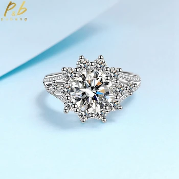 PuBang Fine Jewelry, твердое серебро 925 пробы, Роскошное кольцо с бриллиантом из муассанита 9 мм для женщин, подарки на годовщину вечеринки, Бесплатная доставка