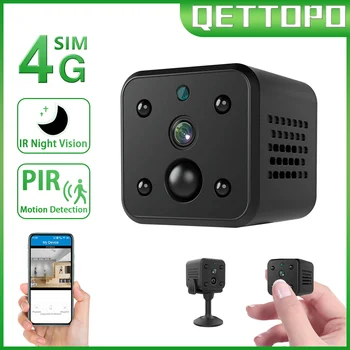 Qettopo 5MP 4G Мини Камера PIR Обнаружение движения Встроенный Аккумулятор Домашняя Камера Видеонаблюдения ИК Ночного Видения Радионяня