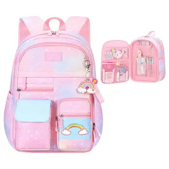 Rainbow Bookbag Большая емкость Легкая сумка для начальной школы Градиентный розовый Rainbow Bookbag Школьные сумки удобные
