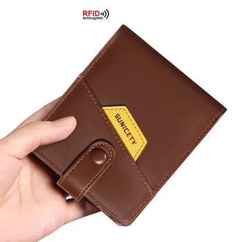 RFID Модный Кожаный Короткий мужской кошелек, Деловая сумка для карт из искусственной кожи и ткани