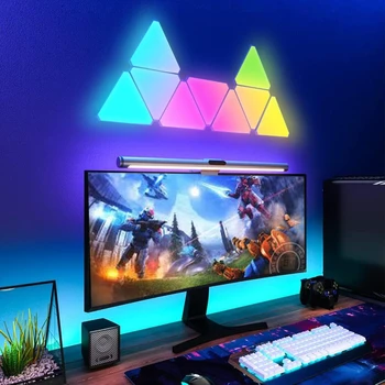 RGBIC WIFI светодиодный Треугольный настенный светильник в помещении, приложение Bluetooth Для компьютерной игры, Украшение спальни, сделай сам, Квантовый ночник