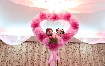 Roseo Double Love Heart Двойной мишка Свадебная декоративная цветочная гирлянда с шариком + 20 метров органзы + 5 штук крючков