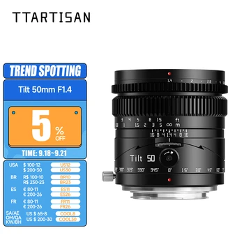 TTArtisan Tilt 50mm f1.4 Полнокадровый ручной портретный объектив, Совместимый с беззеркальной камерой Sony A7S A7R Panasonic S1 Sigma FP