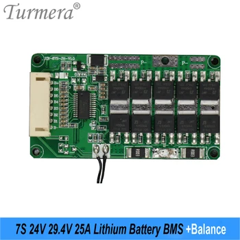 Turmera 7S 25A Balance BMS 24V 29,4 V Плата защиты литиевой батареи с защитой от температуры NTC для использования на электронных велосипедах и скутерах
