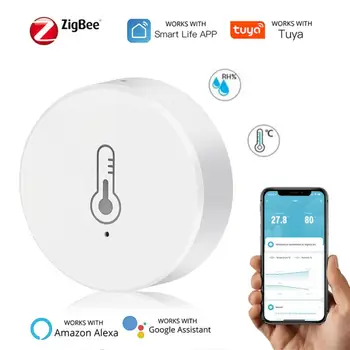 Tuya ZigBee Датчик температуры и влажности Smart Home APP Remote Monitor Связь С ИК-пультом дистанционного Управления Tuya Для Alexa Google