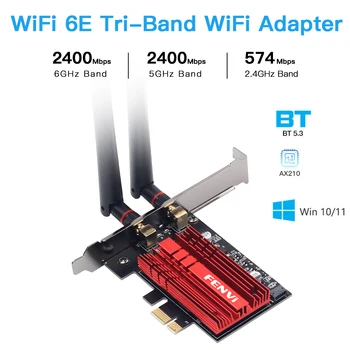 Wi-Fi 6E Intel AX210 Беспроводной WiFi Адаптер 5374 Мбит/с PCIE Bluetooth 5,3 2,4 G/5G/6 ГГц AX210NGW 802.11AX Win10 Для настольного ноутбука