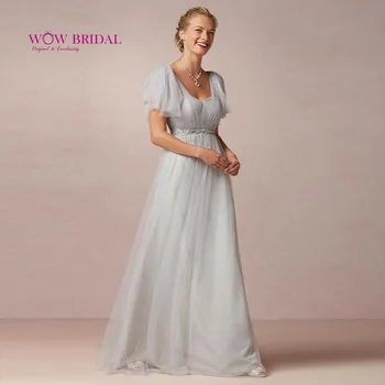 Wow Bridal 2021 Платья Подружек Невесты на заказ Aline Платье в пол с рукавом-кепкой