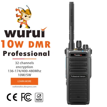 Wurui DM760 10 Вт профессиональная DMR цифровая портативная рация двухстороннее радио радиолюбители ham удобная мобильная полицейская радиостанция uhf vhf на большие расстояния 10 км