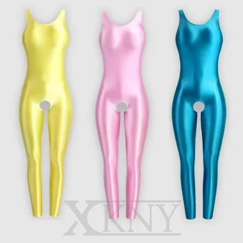 XCKNY/ сексуальные цельнокроеные колготки с открытой промежностью, масляно-глянцевые спортивные брюки для бодибилдинга, женский жилет и брюки с девятью точками