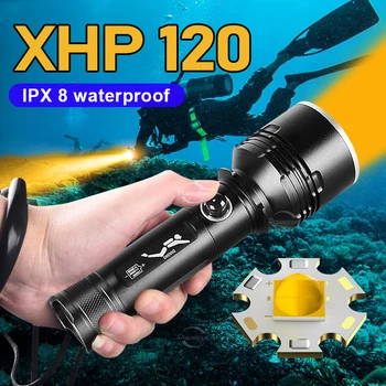 XHP120 Светодиодный Фонарик Для Подводного Плавания Супер Яркий 8000LM 18650 26650 Фонарик Для Дайвинга С IPX8 Водонепроницаемым подводным Фонариком 800m