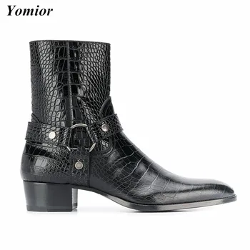 Yomior / Осенние Новые Модные Винтажные мужские ботинки ручной работы, Высококачественная Обувь из коровьей кожи, Модельные Ботильоны 