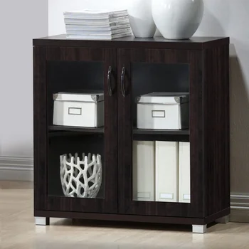 Zentra Современный Буфетный шкаф Для хранения Со стеклянными дверцами, Темно-коричневый, Современный