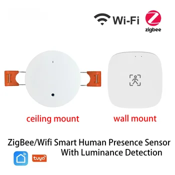 ZigBee Wifi mmWave Датчик движения В Присутствии человека с Определением яркости/расстояния 5/110/220 В Tuya Smart Life Home Automation