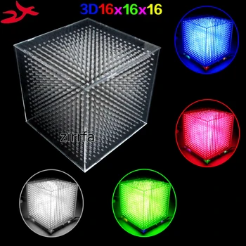 zirrfa mini Light cubeeds светодиодный музыкальный спектр, электронный набор 3D 16x16x16 