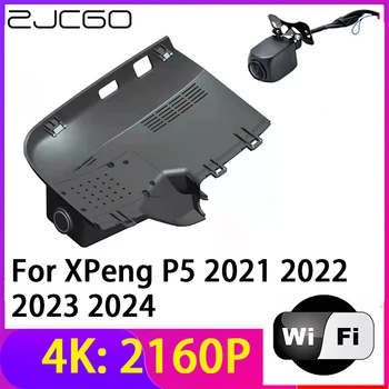 ZJCGO 4K 2160P Видеорегистратор DVR Автомобильная Камера 2 Объектива Рекордер Wifi Ночного Видения для XPeng P5 2021 2022 2023 2024