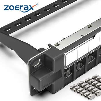 ZoeRax Для установки в стойку или на стену 1U 24-портовая коммутационная панель Keystone с пылезащитной дверцей 19-дюймовая пустая коммутационная панель для разъемов Keystone