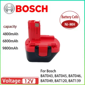 Аккумулятор Bosch 12V Ni-MH Перезаряжаемый Электроинструмент 4800mAh 6800 mAh 9800 mAh BAT043 D70745 PSR12 GSR12 GSB12 BAT038 BAT045 BAT040
