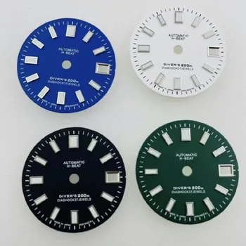 Аксессуары для часов Синий Черный Зеленый Циферблат GMT Четыре стрелки Циферблат часов Зеленый Светящийся для механизма NH34 Циферблат 28,5 мм