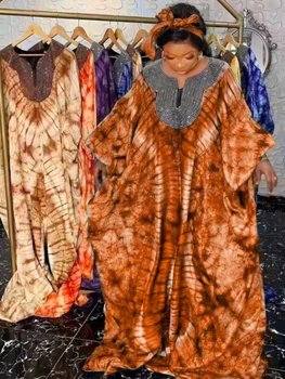 Африканские платья для женщин 2023 Традиционное Женское Платье-кафтан Абайя Мусульманский Халат Африканская женская Одежда С Головным убором