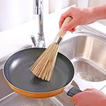 Бамбуковая деревянная щетка для Вока Длиной 24 см, Большая щетка для мытья посуды, Щетка для чистки посуды, Кухонные принадлежности для ресторана