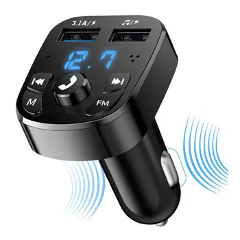 Беспроводной FM-передатчик Автомобильный плеер Комплект быстрого автомобильного зарядного устройства с вольтметром QC3.0 с двумя USB и AUX MP3-плеером
