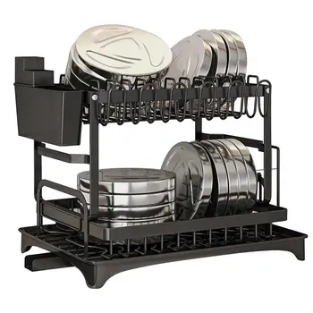 Большая сушилка для посуды, набор для сушки посуды с держателем для посуды и сушильной доской, защищенной от ржавчины, сушильная доска для кухонной стойки
