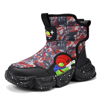 Ботинки для мальчиков, детские зимние ботинки, спортивная обувь для девочек, зимние замшевые теплые нескользящие водонепроницаемые детские зимние ботинки 28-38