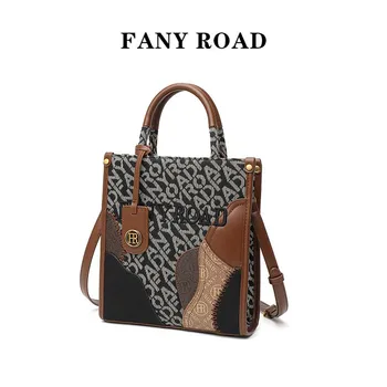 Бренд FANYROAD 2023 Новая Женская сумка Дизайнерская Модная Вышивка Премиум Холст с кожей, сумка через плечо, сумочка