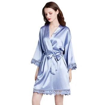 Весенне-летние Халаты Большого Размера с длинными рукавами, пижамы из Шелкового льда, Домашняя ночная рубашка, Халат Для женщин