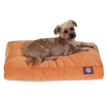 Вилла Бархатная прямоугольная кровать для собак, съемный чехол, Оранжевый, Средний, Товары для домашних животных, Коврик-гнездо для кошек и собак, мягкий и удобный