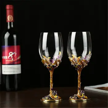 Винтажная Эмалевая Стеклянная чашка с ручной Росписью, Хрустальный бокал, Бокал для красного вина, Свадебные тосты, Бокалы для шампанского, Декор, Роскошные подарки