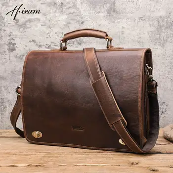 Винтажный мужской портфель из натуральной кожи для делового портфеля, документов, ноутбука, 15,4-дюймовый чемодан, Мужская сумка-мессенджер через плечо