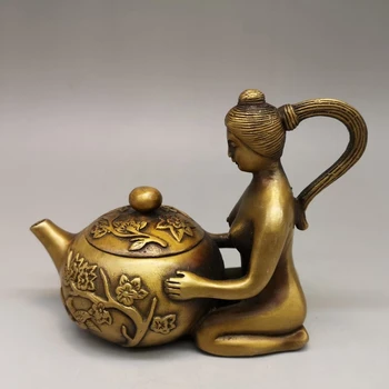 Винтажный чайник Belle из чистой Меди, горшок, банка с изображением Цветущей сливы, Отличные дизайнерские украшения