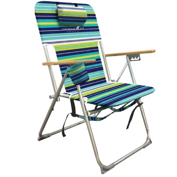 Вместительный рюкзак для пляжного кресла в синюю полоску, оформление уличной мебели для патио