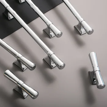 Высококачественные Мебельные ручки из цельной чистой латуни и серебра, простые итальянские ручки для дверей, Длинная ручка дверцы выдвижного ящика шкафа