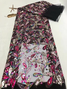Вышивка бисером, Французский тюль, кружевная ткань 2023, Высококачественная африканская сетчатая кружевная ткань для шитья свадебного платья QF0307