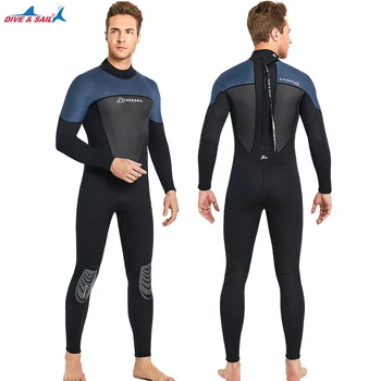 Гидрокостюм для мужчин и женщин, 3 мм неопрен, сохраняет тепло всего тела, Длинный рукав, молния сзади, полный костюм для подводного плавания с защитой от ультрафиолета, трубка для серфинга