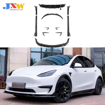 Губа переднего бампера из углеродного волокна, задний диффузор, боковые юбки, задний спойлер для Tesla Model Y body kit, автомобильные аксессуары для укладки