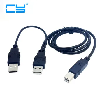 Двойной USB 2.0 штекер к стандартному кабелю B Male Y 80 см для принтера, сканера и внешнего жесткого диска