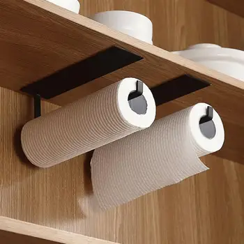 Держатель для бумажных полотенец из неперфорированной нержавеющей стали, держатель для туалетной бумаги в рулонах для кухни, самоклеящиеся кухонные принадлежности