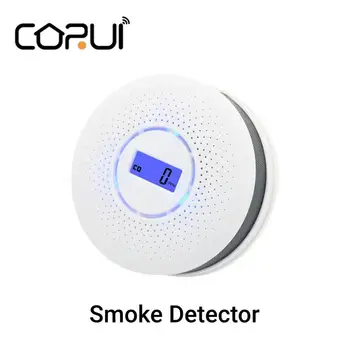 Детектор дыма CORUI с датчиком сигнализации об угарном газе 2 в 1 Комбинированного типа, Детектор дыма и CO, работающий на батарейках