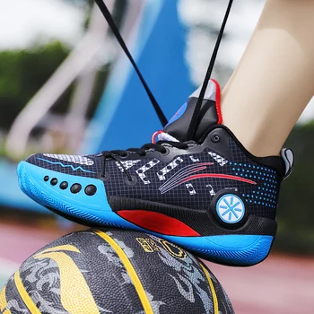 Детская баскетбольная обувь 2023 года, новая детская обувь, спортивная обувь для молодежного отдыха, уличная противоскользящая баскетбольная спортивная обувь для мальчиков