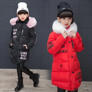 Детская зимняя хлопчатобумажная парка 2023, Модная непромокаемая куртка с меховым капюшоном для девочек, теплые утепленные уличные пальто, детская зимняя верхняя одежда