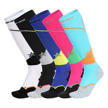 Длинные Носки для Бега, футбольные спортивные носки для внешней торговли, эластичные марафонские компрессионные носки для мужчин и женщин, летние