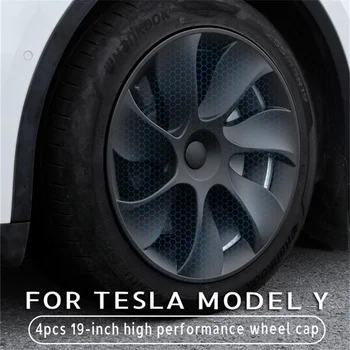 Для Tesla Модель Y 4 шт. 19-дюймовая крышка ступицы, сменная крышка колеса, автомобильный колпак, полное покрытие, аксессуары 2018-2023 Мод