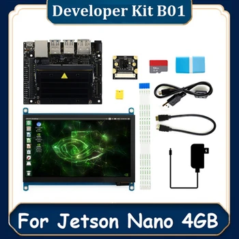 Для робота-программатора Jetson Nano 4GB Встроенная плата глубокого обучения + 7-дюймовый сенсорный экран IMX219 Камера DIY US Plug